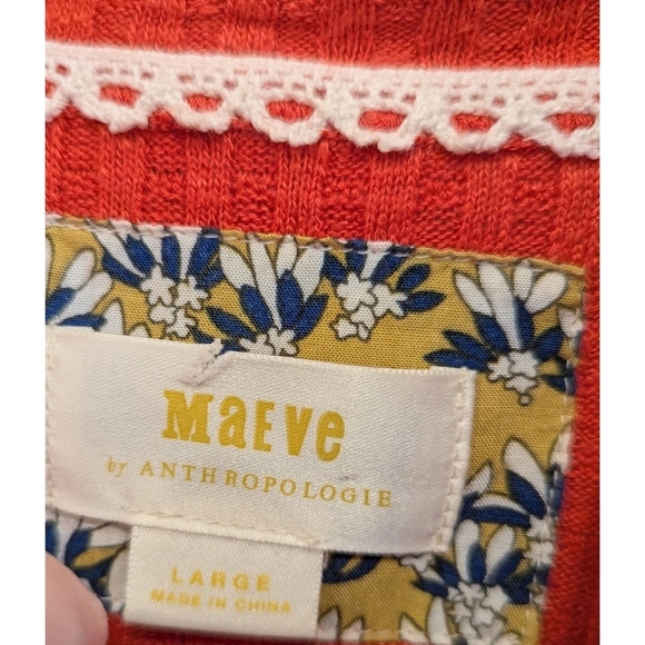 Anthropologie X Maeve Orange Ribbed Cowl Neck Top Size Large - Picture 4 of 5